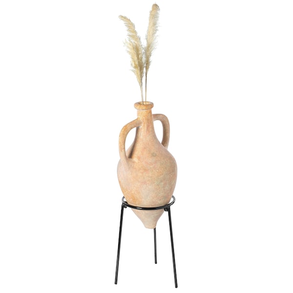 Uniquewise Antique Roman Style Pointed Amphora Vase on Metal Tripod Stand QI003919 - main